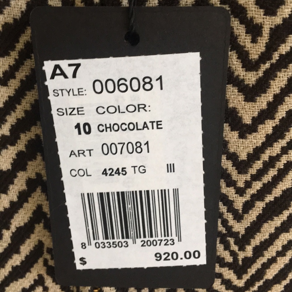 Les Copains Gorgeous NWT Size 4 Zip Jacket Chocolate & Ivory Animal Print Jacket - Picture 4 of 8